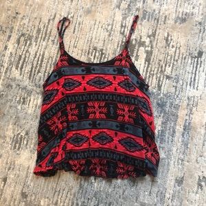 Forever 21 red/black/grey printed tank size small adjustable straps lined upper